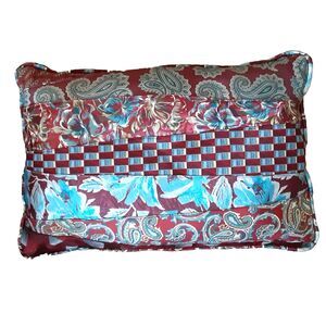 Handmade 21"X14" pillow mens ties maroon paisley black corduroy backing